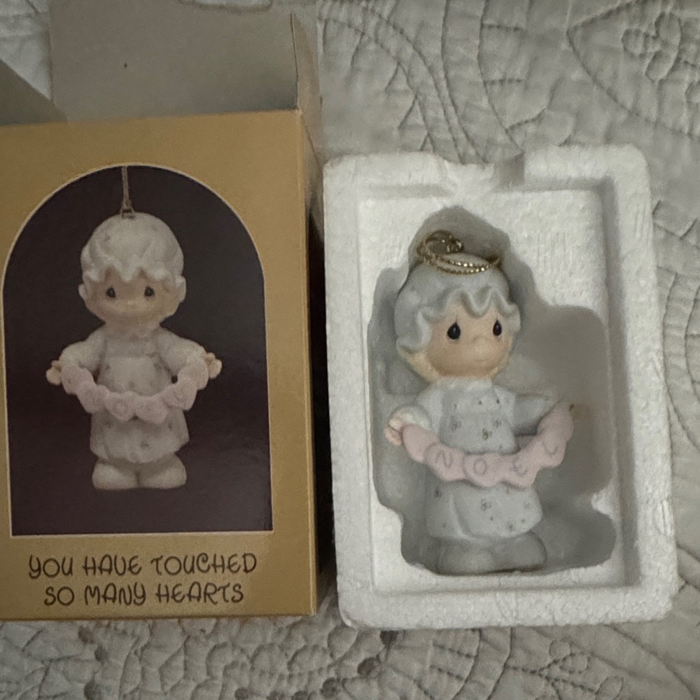 Porcelain Angel Figurine with Pink Banner
